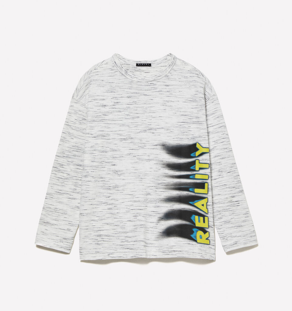 White slub t-shirt with graffiti effect print - boys' long sleeve t-shirts - White | Sisley Young image number 1